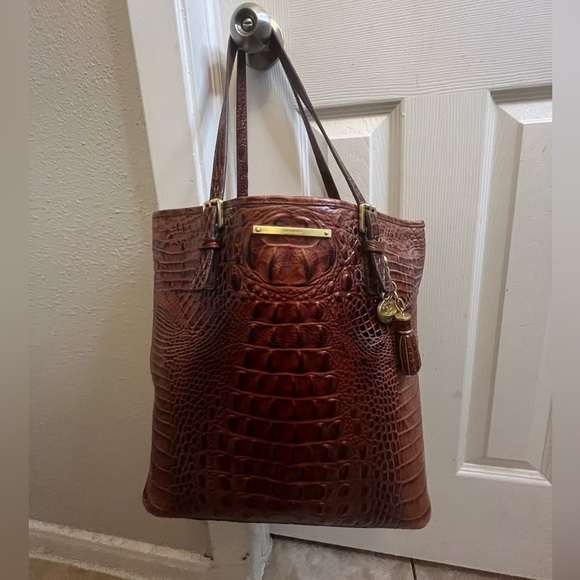 Brahmin Pecan Melbourne Croc-Embossed Brown Leather Handbag main image 3